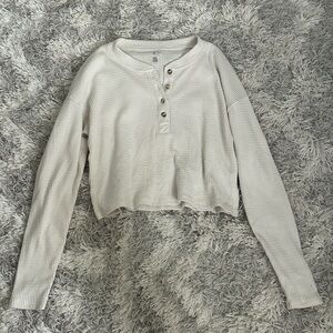 cropped waffle knit long sleeve
